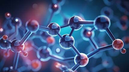 Abstract biotech innovation, dynamic digital background with molecular structure and technology elements