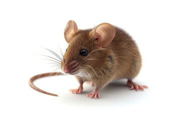 3d cute brown mouse isolated on white background