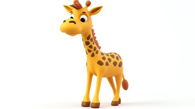 3d cartoon cute giraffe isolated on white background