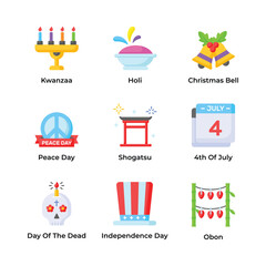 Set of holiday icon in modern design style, ready to use in your websites and mobile apps