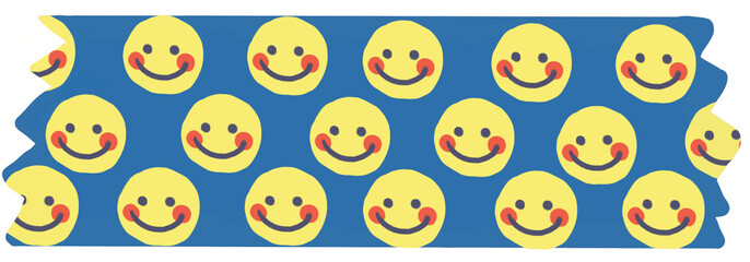 blue paper tape with smiley face pattern 