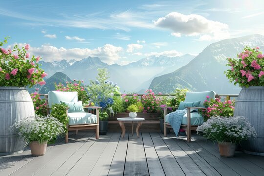 Cozy outdoor roof terrace With Plants
