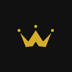 Golden W Crown vector logo design template