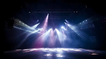 Poster Stage background, modern dance stage lighting background, spotlight illuminates modern dance production stage © ma