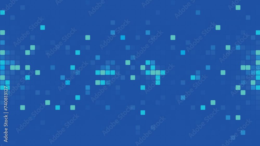Poster abstract background of blue squares. background of computer mosaic squares. simple abstract graphic 