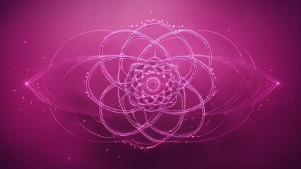 background with flowers and stars _A purple seed of life symbol sacred geometry on a dark pink background. Circles and stars  