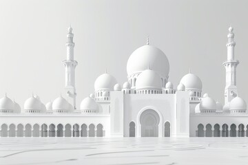 Fototapeta na wymiar 3d Mosque on white background