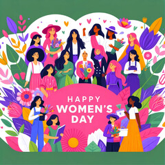  flat vector Happy Women's Day celebration