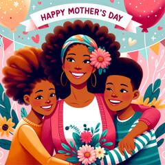 flat vector illustration that celebrates Happy Mother's Day