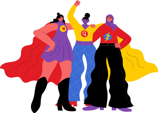 Tree superwomen concept illustration