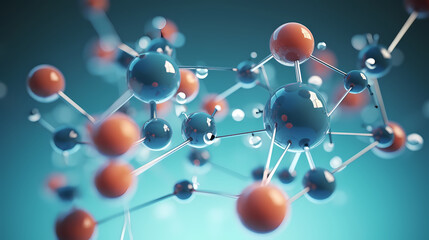 Obraz premium Abstract biotech innovation, dynamic digital background with molecular structure and technology elements