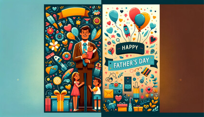 joyful flat Vector illustration for a Happy Father's Day greeting card