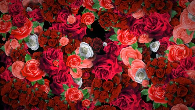 Festive Roses Flowers Counter Flow Motion Background