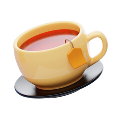 3D Tea Cup Tranquil Sip. 3d illustration, 3d element, 3d rendering. 3d visualization isolated on a transparent background