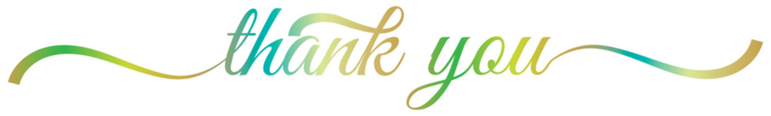 THANK YOU – Calligraphy Rainbow Text Effect Banner on White Background