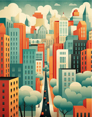 bright colorful illustration - city - 740816996