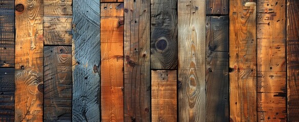 Detailed view of a wooden fence constructed with boards, showing the texture and pattern of the wood