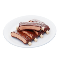 3D Barbecue Ribs Smoky Sensation. 3d illustration, 3d element, 3d rendering. 3d visualization isolated on a transparent background