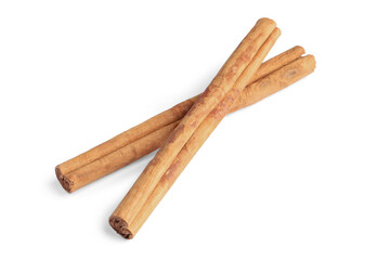 Two aromatic cinnamon sticks isolated on white