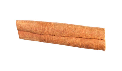 One aromatic cinnamon stick isolated on white