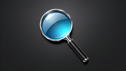 magnifying glass for search icon clipart isolated on a black background. magnifying glass on a black background