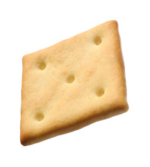 Tasty dry square cracker isolated on white