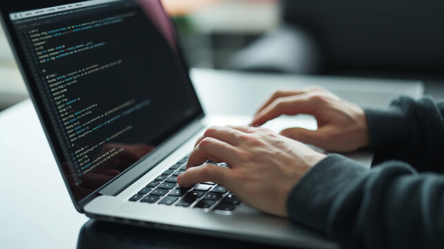 a programmer coding on his laptop