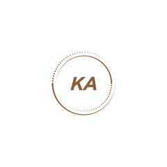 KA creative initial letter flat monogram logo design with White background.Vector logo modern alphabet golden color font style.