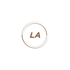 LA creative initial letter flat monogram logo design with White background.Vector logo modern alphabet golden color font style.