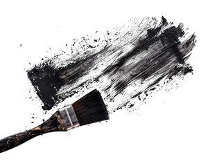 Paint brush with black stroke isolated on blue and white background. - obrazy, fototapety, plakaty