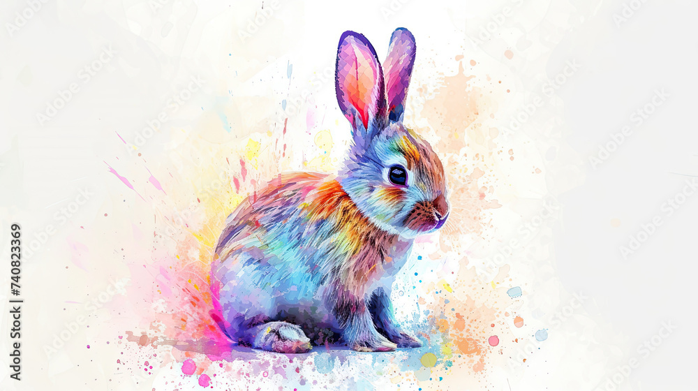 Canvas Prints colorful splash painting rabbit isolated on a white background