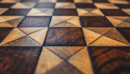 Artistic Wooden Inlay Texture in Close-up Detail - obrazy, fototapety, plakaty