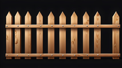 wooden fence isolated on a black background. wooden fence icon clipart isolated on black background