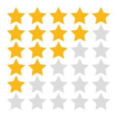 Product rating or customer review with gold stars and half star flat vector icons for apps and websites