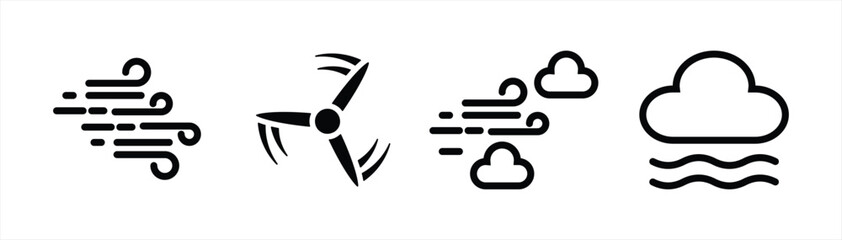 wind icon set, wind turbine wind flat icon vector illustration