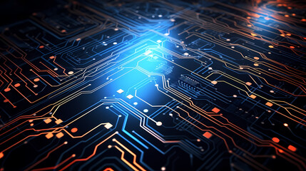 Technology circuit board texture background, abstract circuit board banner wallpaper