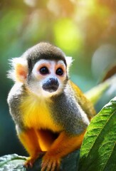 Fototapeta premium singe écureuil dans la nature