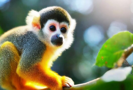 petit singe &eacute;cureuil dans la nature