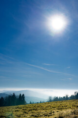 Sunny morning in Pieniny Mountains in spring