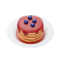  3D Pancake Breakfast Delight. 3d illustration, 3d element, 3d rendering. 3d visualization isolated on a transparent background