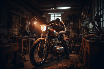 Vintage Motorcycle Restoration in Workshop
