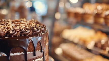 Un beau gâteau au chocolat avec amandes et noisettes » IA générative