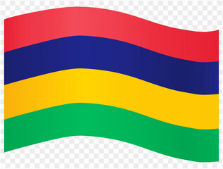Mauritius flag wave isolated on png or transparent background. vector illustration.