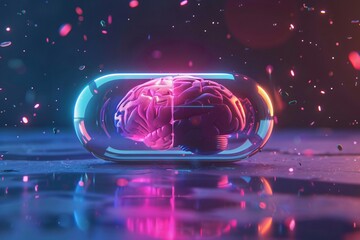 Capsule symbolizing the potential for brain stimulation unlocking new realms of mental capacity