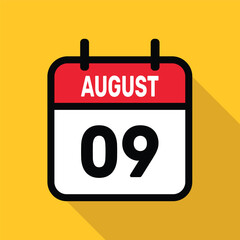 Calendar 09 August Vector illustration background design.