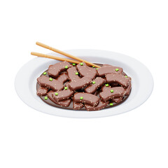 3D Bulgogi Korean Grilled Delight. 3d illustration, 3d element, 3d rendering. 3d visualization isolated on a transparent background