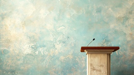 Elegant podium against a pastel canvas evoking calm and inspiration in every speech