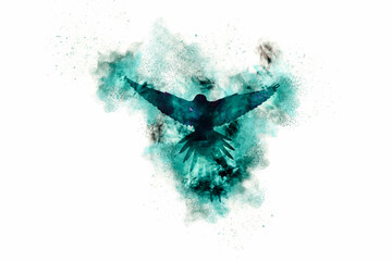 Flying bird. Artistic and abstract image.