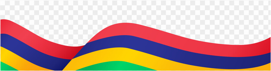 Mauritius flag wave isolated on png or transparent background. vector illustration.