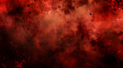 Abstract red grunge background with black paint.